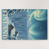 Finnland Nordlichter Winterhütte Puzzle (Horizontal)