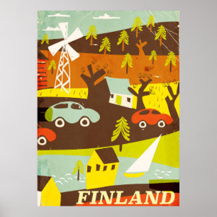 Finnland Reiseplakat im Stil der Mitte des 20. Jah Poster