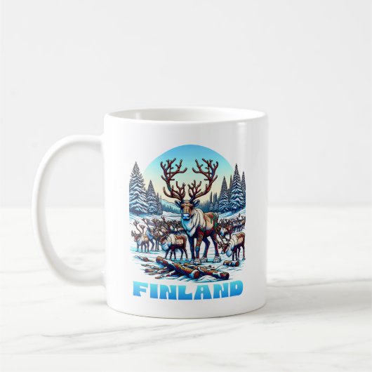 Finnland Rentierbestand Kaffeetasse (Links)