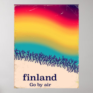 Finnland Retro-Urlaub 'Regenbogen' Poster Druck.
