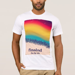 Finnland Retro-Urlaub 'Regenbogen' Poster Druck. T-Shirt