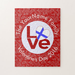 Finnland Rot LOVE-Flagge personalisiert Puzzle