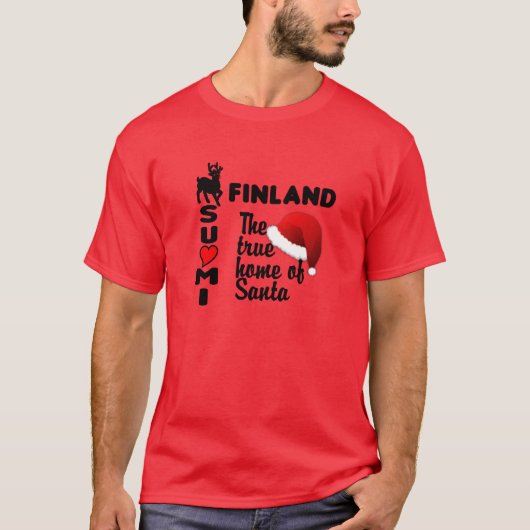 Finnland Santa T - Shirt RED (Vorderseite)