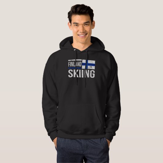 Finnland Skifahrer Flag Race Snow Mountain Winte Hoodie (Vorne ganz)