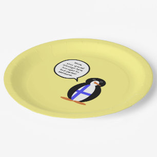 Finnland Sprechende Frau Penguin Personalisiert Pappteller