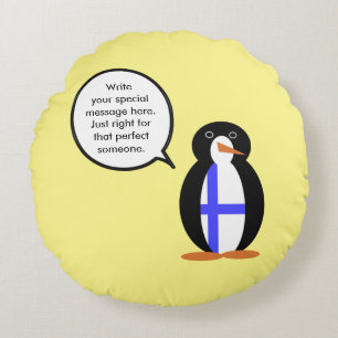 Finnland sprechende Ms. Pinguin Personalisiert  Rundes Kissen
