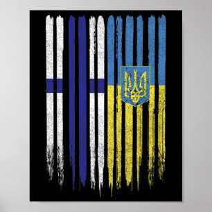 Finnland Ukraine Finnische Ukrainische Flagge Poster