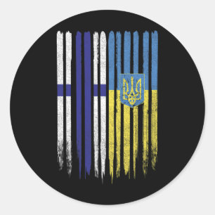 Finnland Ukraine Finnische Ukrainische Flagge Runder Aufkleber