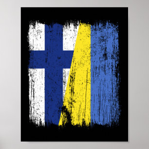 Finnland Ukraine Halbflagge Finnisches Ukrainische Poster