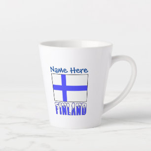 Finnland und Finnische Flagge Blau Personalisierun Milchtasse