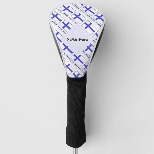 Finnland und Finnische Flagge mit Ihrem Namen Golf Headcover (Vorderseite)