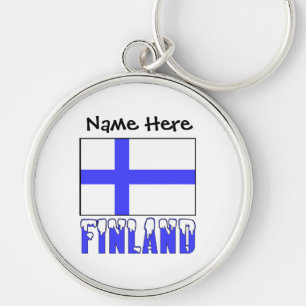 Finnland und Finnische Flagge Personalisiert  Schlüsselanhänger