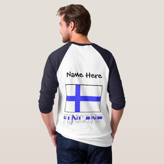 Finnland und Finnische Flagge Personalisiert T-Shirt (Schwarz voll)