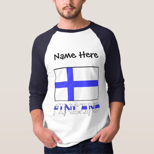 Finnland und Finnische Flagge Personalisiert T-Shirt (Vorderseite)