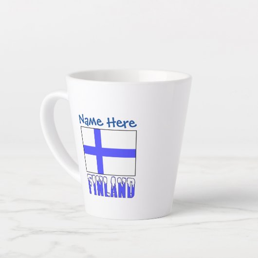 Finnland und Finnland - Blaue Personalisierung der Milchtasse (Linke Ecke)
