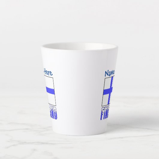 Finnland und Finnland - Blaue Personalisierung der Milchtasse (Vorderseite)