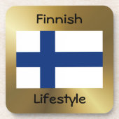 Finnland Untersetzer Flag+Text (Vorderseite)