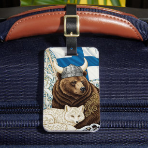 Finnland Viking Bear, Arctic Fox Art Nouveau Gepäckanhänger