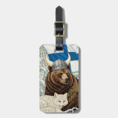 Finnland Viking Bear, Arctic Fox Art Nouveau Gepäckanhänger (Vorderseite vertikal)