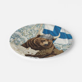 Finnland Viking Bear, Arctic Fox Art Nouveau Pappteller (Schrägansicht)