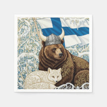 Finnland Viking Bear, Arctic Fox Art Nouveau
