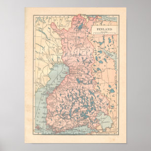 Finnland Vintage 1923 Kartendruck Poster
