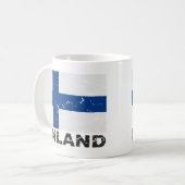 Finnland Vintage-Flagge Kaffeetasse (Vorderseite Links)