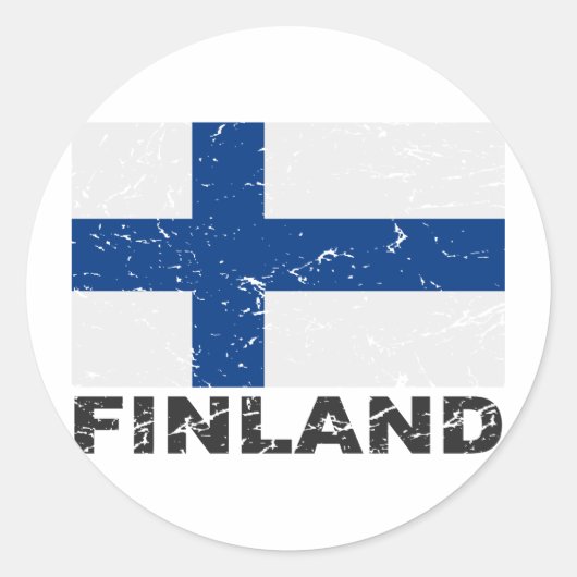 Finnland - Vintage Flagge Runder Aufkleber (Vorderseite)