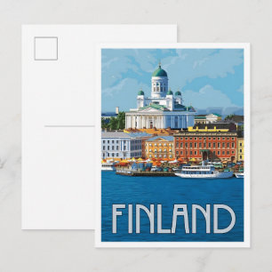 Finnland Vintage-Reise Postkarte