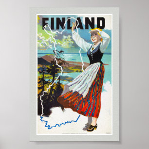 Finnland Vintage Reiseplakat Restauriert Poster