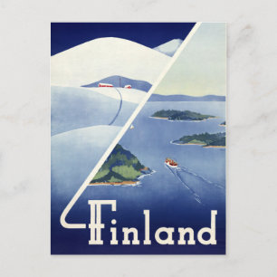 Finnland Vintage Reiseposter Restauriert Postkarte