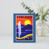 Finnland Vintage Travel Poster Postkarte (Stehend Vorderseite)