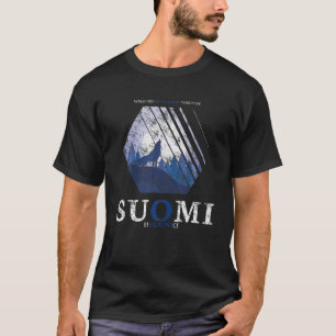 Finnland Vollmond Wolf Howling Suomi Flag verwende T-Shirt