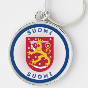 Finnland Wappen Kreisform Schlüsselanhänger