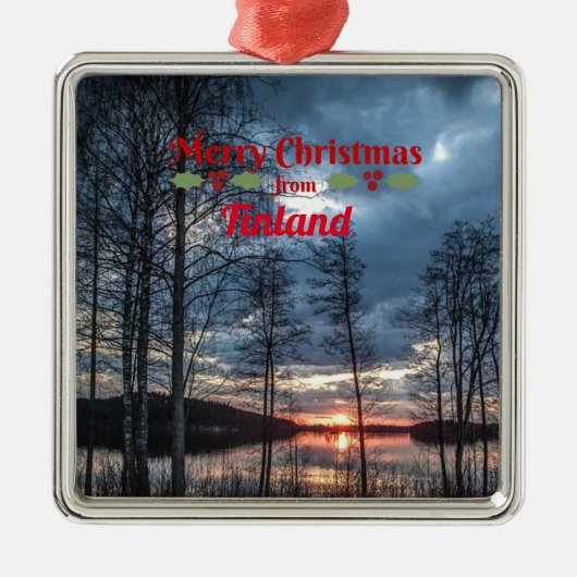 Finnland Weihnachtsgrüße Ornament Aus Metall (Vorne)