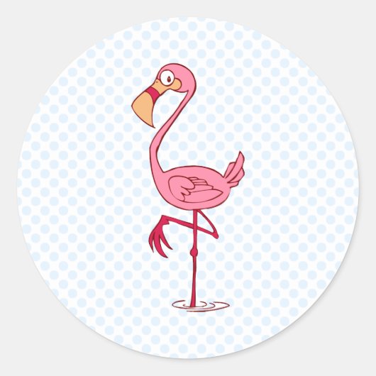 Finny Flamingo Runder Aufkleber (Vorderseite)