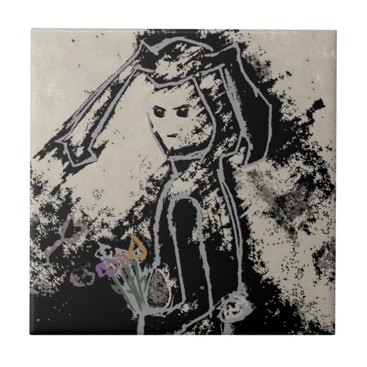 finstere Hase Fliese (Vorderseite)