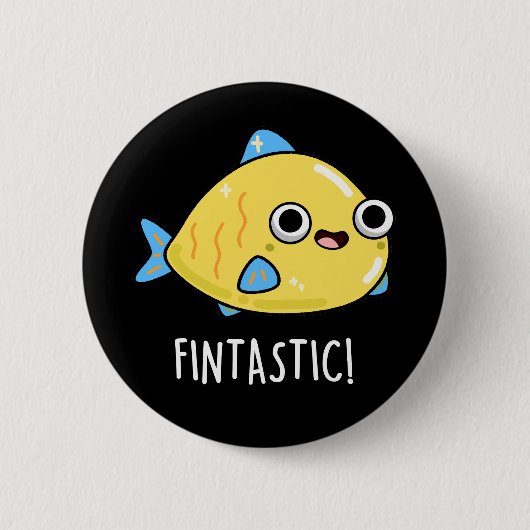 Fintastic Funny Fish Puff Dark BG Button (Vorderseite)