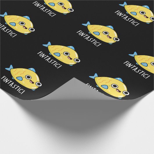 Fintastic Funny Fish Puff Dark BG Geschenkpapier (Ecke)