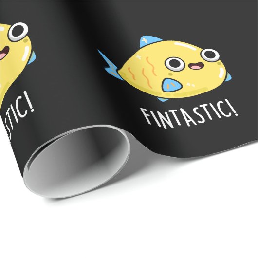 Fintastic Funny Fish Puff Dark BG Geschenkpapier (Rolleneckpunkt)