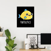 Fintastic Funny Fish Puff Dark BG Poster (Heimbüro)