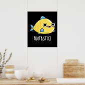 Fintastic Funny Fish Puff Dark BG Poster (Küche)