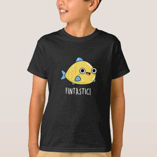 Fintastic Funny Fish Puff Dark BG T-Shirt (Vorderseite)