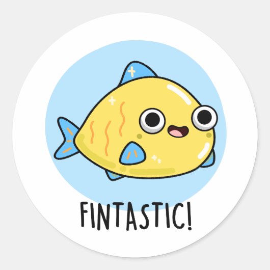 Fintastic Funny Fish Puff Runder Aufkleber (Vorderseite)