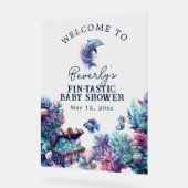Fintastic One Modern Rustic Watercolor Babydusche Acrylschild (Winkel)