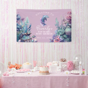Fintastic One Modern Rustic Watercolor Babydusche Banner