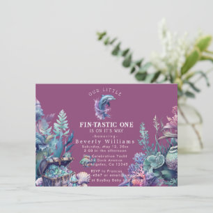 Fintastic One Modern Rustic Watercolor Babydusche Einladung