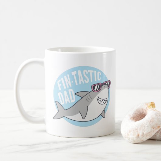 Fintastic Vater Shark Pun Funny coffee Tasse (Mit Donut)