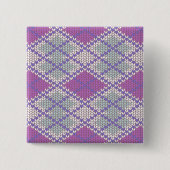 FIOLETT ARGYLE STRICKEN Quadratischer Anstecker Button (Vorderseite)