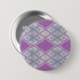 FIOLETTER ARGYLE STRICKWARE Rund Pin Knopf Button